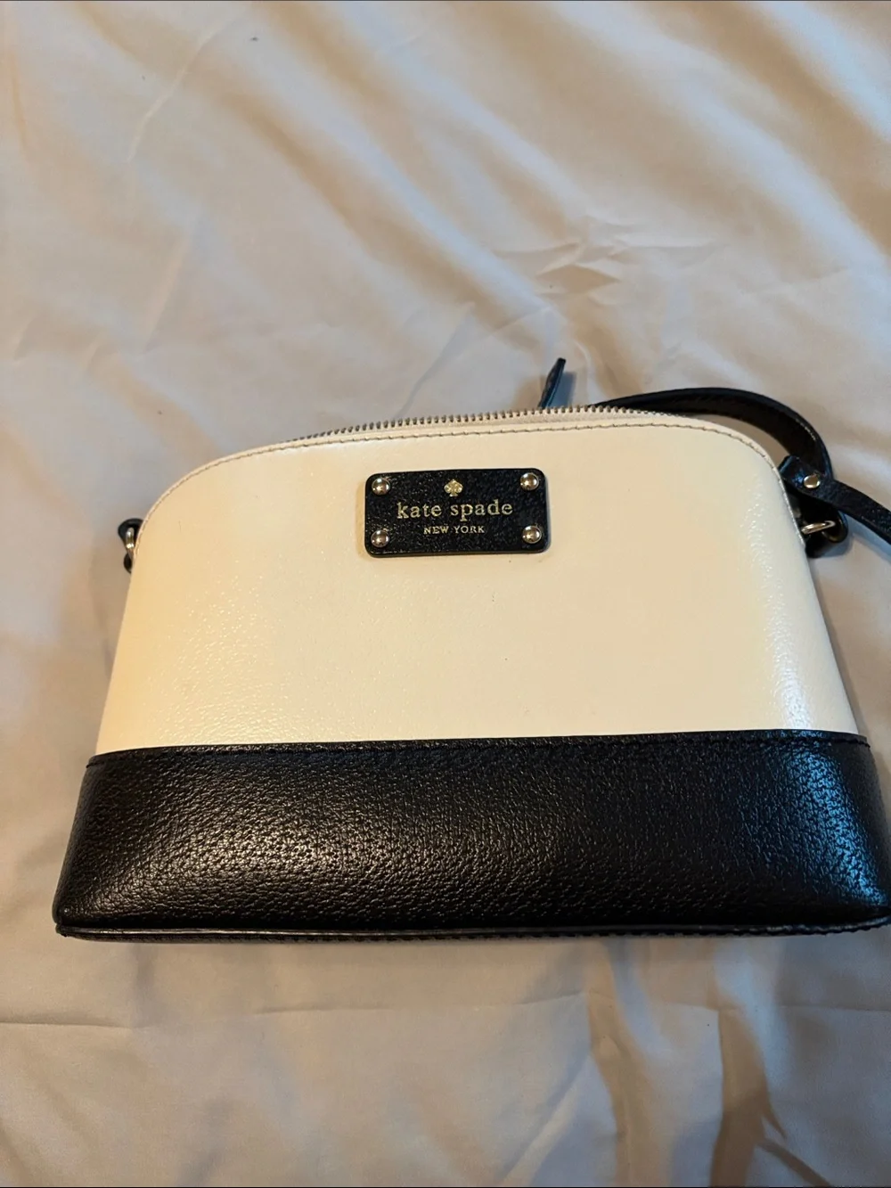 kate spade Two-Tone Cream and Black Leather Crossbody